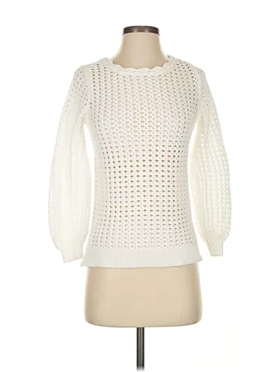 Pre-owned Ann Taylor Loft Pullover Sweater In White