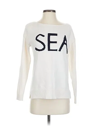 Pre-owned Ann Taylor Loft Pullover Sweater In White