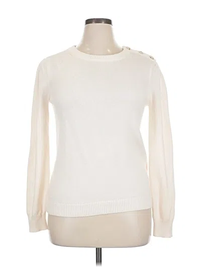 Pre-owned Ann Taylor Loft Pullover Sweater In White