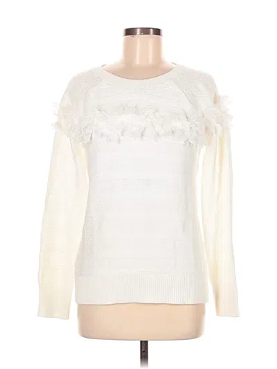Pre-owned Ann Taylor Loft Pullover Sweater In White
