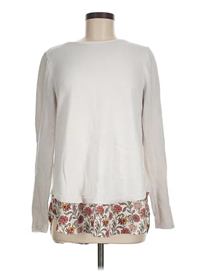 Pre-owned Ann Taylor Loft Pullover Sweater In White