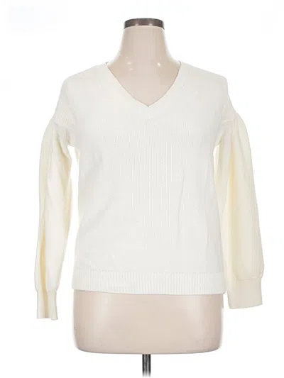 Pre-owned Ann Taylor Loft Pullover Sweater In White
