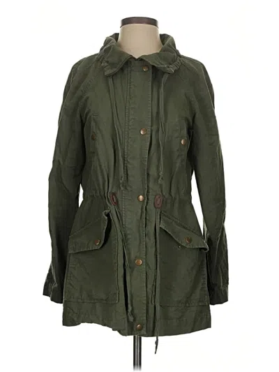Pre-owned Ann Taylor Loft Raincoat In Green