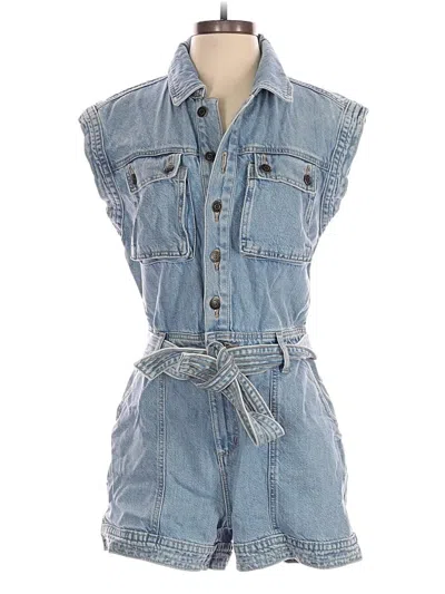 Pre-owned Ann Taylor Loft Romper In Blue