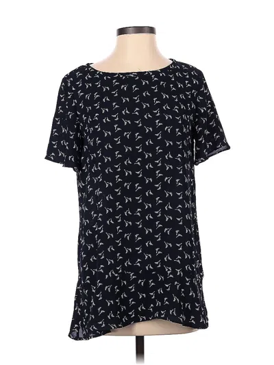 Pre-owned Ann Taylor Loft Short Sleeve Blouse In Black