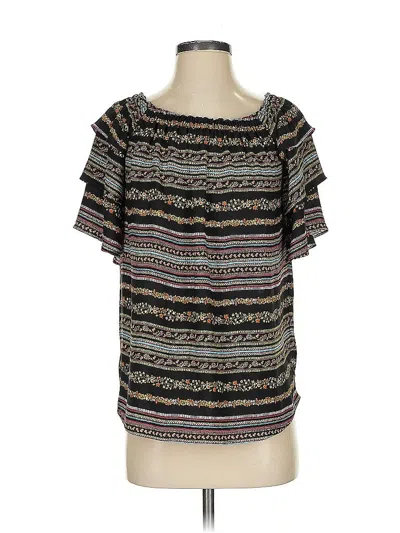 Pre-owned Ann Taylor Loft Short Sleeve Blouse In Black