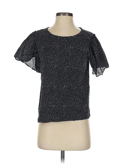 Pre-owned Ann Taylor Loft Short Sleeve Blouse In Black