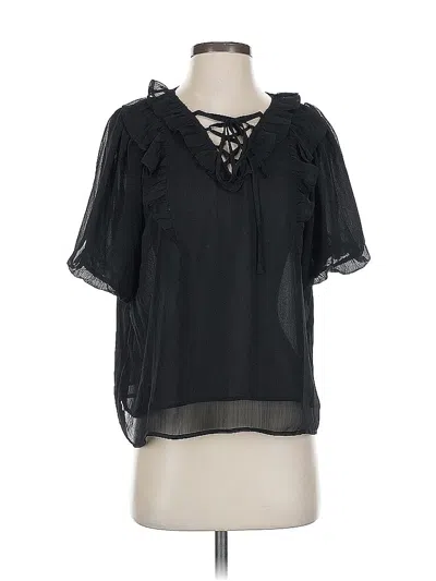 Pre-owned Ann Taylor Loft Short Sleeve Blouse In Black