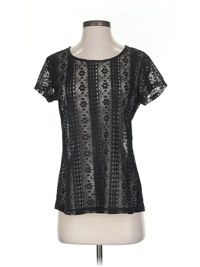 Pre-owned Ann Taylor Loft Short Sleeve Blouse In Black