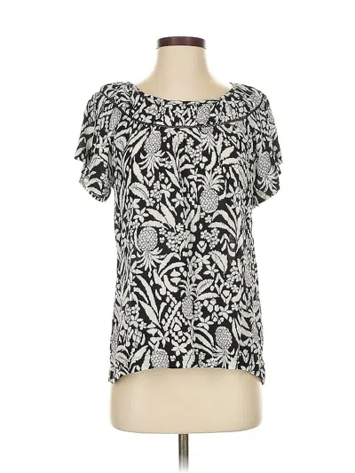 Pre-owned Ann Taylor Loft Short Sleeve Blouse In Black