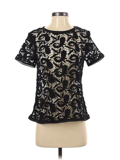 Pre-owned Ann Taylor Loft Short Sleeve Blouse In Black