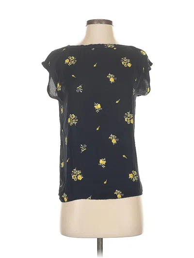 Pre-owned Ann Taylor Loft Short Sleeve Blouse In Black