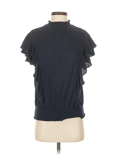 Pre-owned Ann Taylor Loft Short Sleeve Blouse In Black