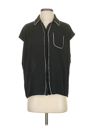 Pre-owned Ann Taylor Loft Short Sleeve Blouse In Black