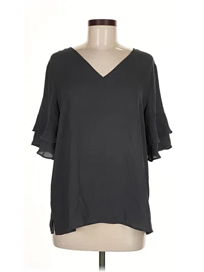 Pre-owned Ann Taylor Loft Short Sleeve Blouse In Black