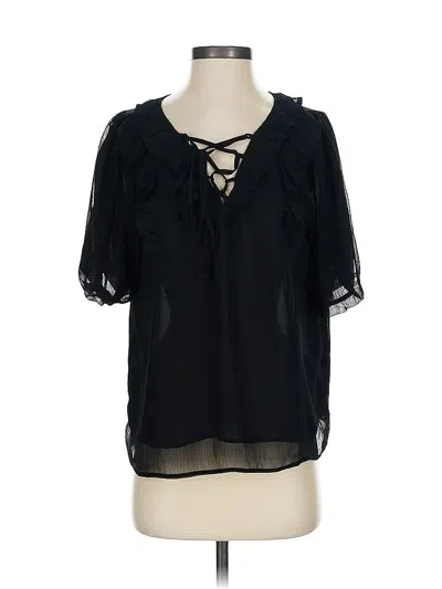 Pre-owned Ann Taylor Loft Short Sleeve Blouse In Black