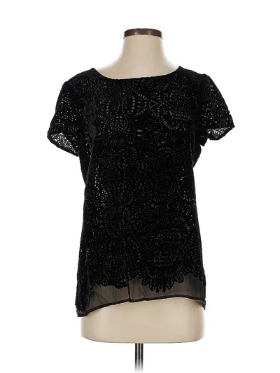 Pre-owned Ann Taylor Loft Short Sleeve Blouse In Black