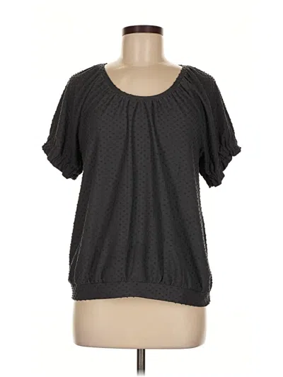 Pre-owned Ann Taylor Loft Short Sleeve Blouse In Black