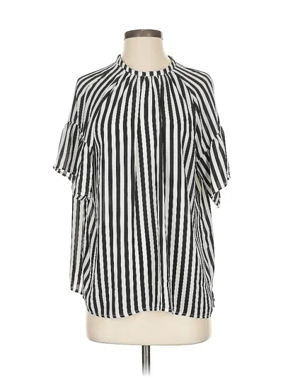 Pre-owned Ann Taylor Loft Short Sleeve Blouse In Black