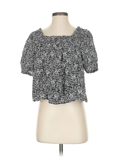 Pre-owned Ann Taylor Loft Short Sleeve Blouse In Black