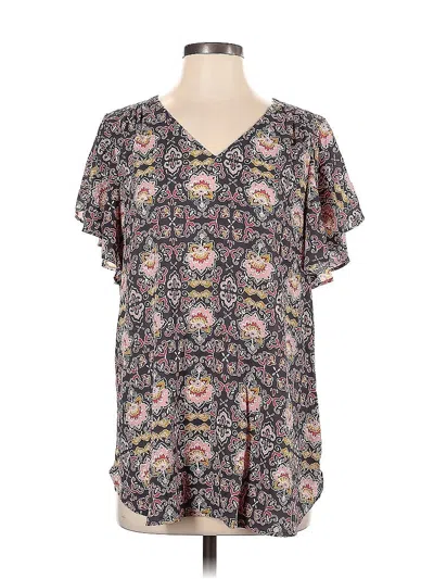 Pre-owned Ann Taylor Loft Short Sleeve Blouse In Black