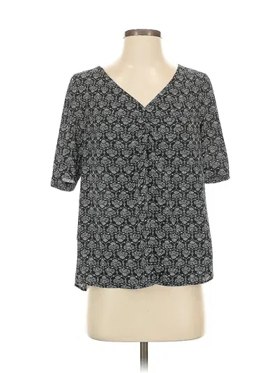 Pre-owned Ann Taylor Loft Short Sleeve Blouse In Black