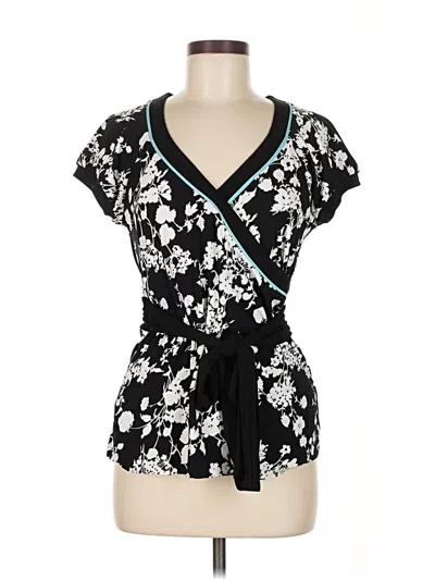 Pre-owned Ann Taylor Loft Short Sleeve Blouse In Black