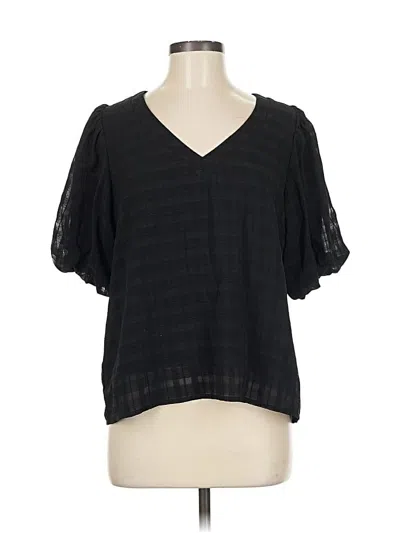 Pre-owned Ann Taylor Loft Short Sleeve Blouse In Black