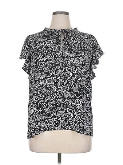 Pre-owned Ann Taylor Loft Short Sleeve Blouse In Black