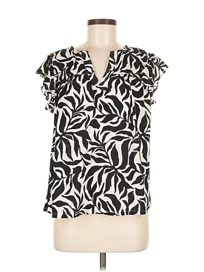 Pre-owned Ann Taylor Loft Short Sleeve Blouse In Black