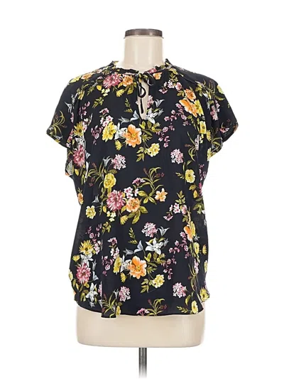 Pre-owned Ann Taylor Loft Short Sleeve Blouse In Black