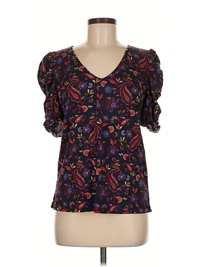 Pre-owned Ann Taylor Loft Short Sleeve Blouse In Black