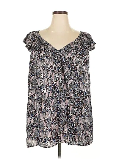 Pre-owned Ann Taylor Loft Short Sleeve Blouse In Black