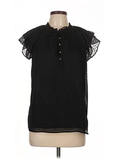 Pre-owned Ann Taylor Loft Short Sleeve Blouse In Black