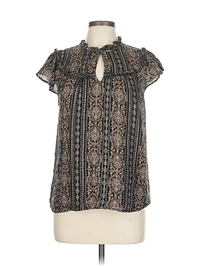 Pre-owned Ann Taylor Loft Short Sleeve Blouse In Black