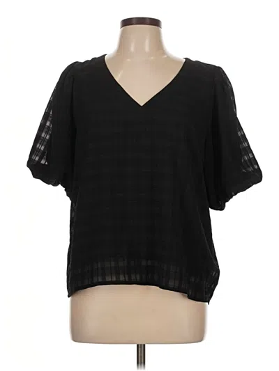 Pre-owned Ann Taylor Loft Short Sleeve Blouse In Black