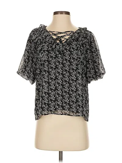 Pre-owned Ann Taylor Loft Short Sleeve Blouse In Black