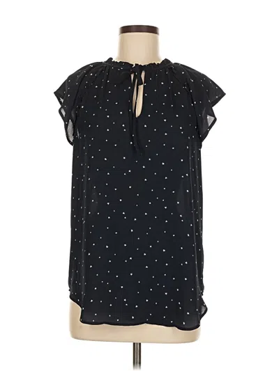 Pre-owned Ann Taylor Loft Short Sleeve Blouse In Black