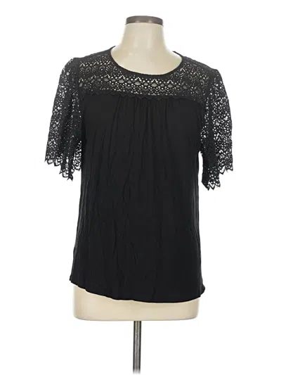 Pre-owned Ann Taylor Loft Short Sleeve Blouse In Black