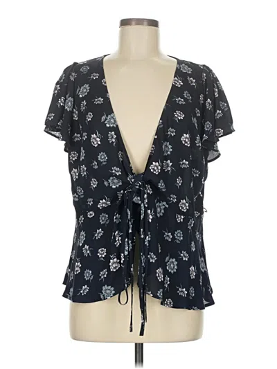Pre-owned Ann Taylor Loft Short Sleeve Blouse In Black