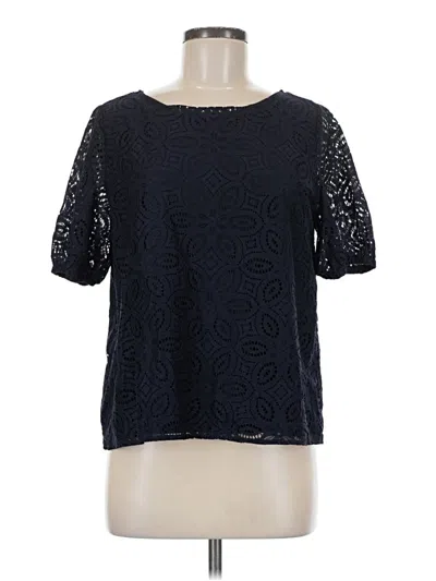 Pre-owned Ann Taylor Loft Short Sleeve Blouse In Black