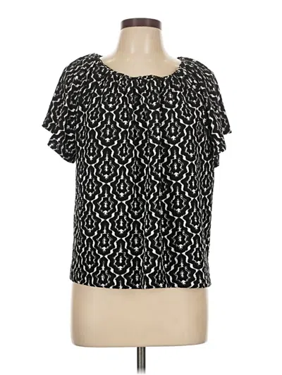 Pre-owned Ann Taylor Loft Short Sleeve Blouse In Black