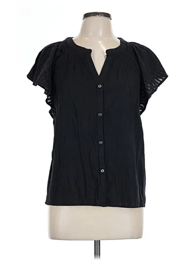 Pre-owned Ann Taylor Loft Short Sleeve Blouse In Black