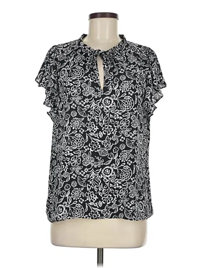 Pre-owned Ann Taylor Loft Short Sleeve Blouse In Black