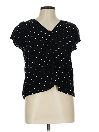 Pre-owned Ann Taylor Loft Short Sleeve Blouse In Black
