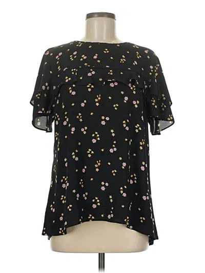 Pre-owned Ann Taylor Loft Short Sleeve Blouse In Black