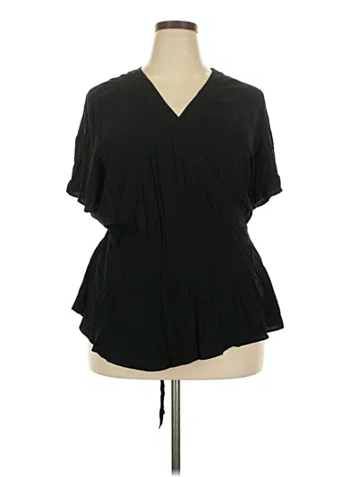 Pre-owned Ann Taylor Loft Short Sleeve Blouse In Black