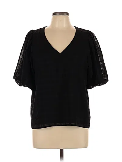 Pre-owned Ann Taylor Loft Short Sleeve Blouse In Black