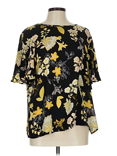 Pre-owned Ann Taylor Loft Short Sleeve Blouse In Black