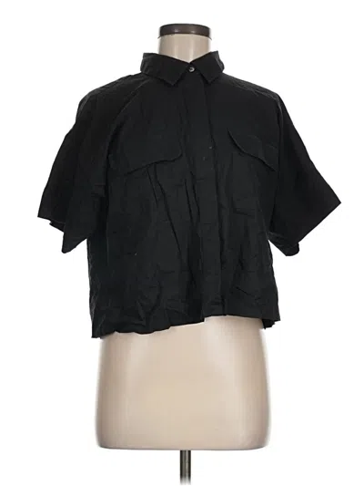 Pre-owned Ann Taylor Loft Short Sleeve Blouse In Black